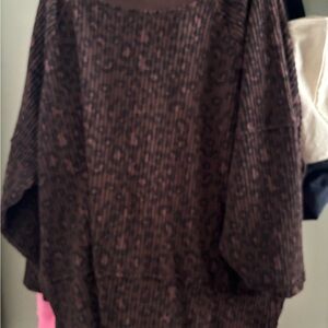 American Eagle Outfitters Dark Brown Patterned Poncho